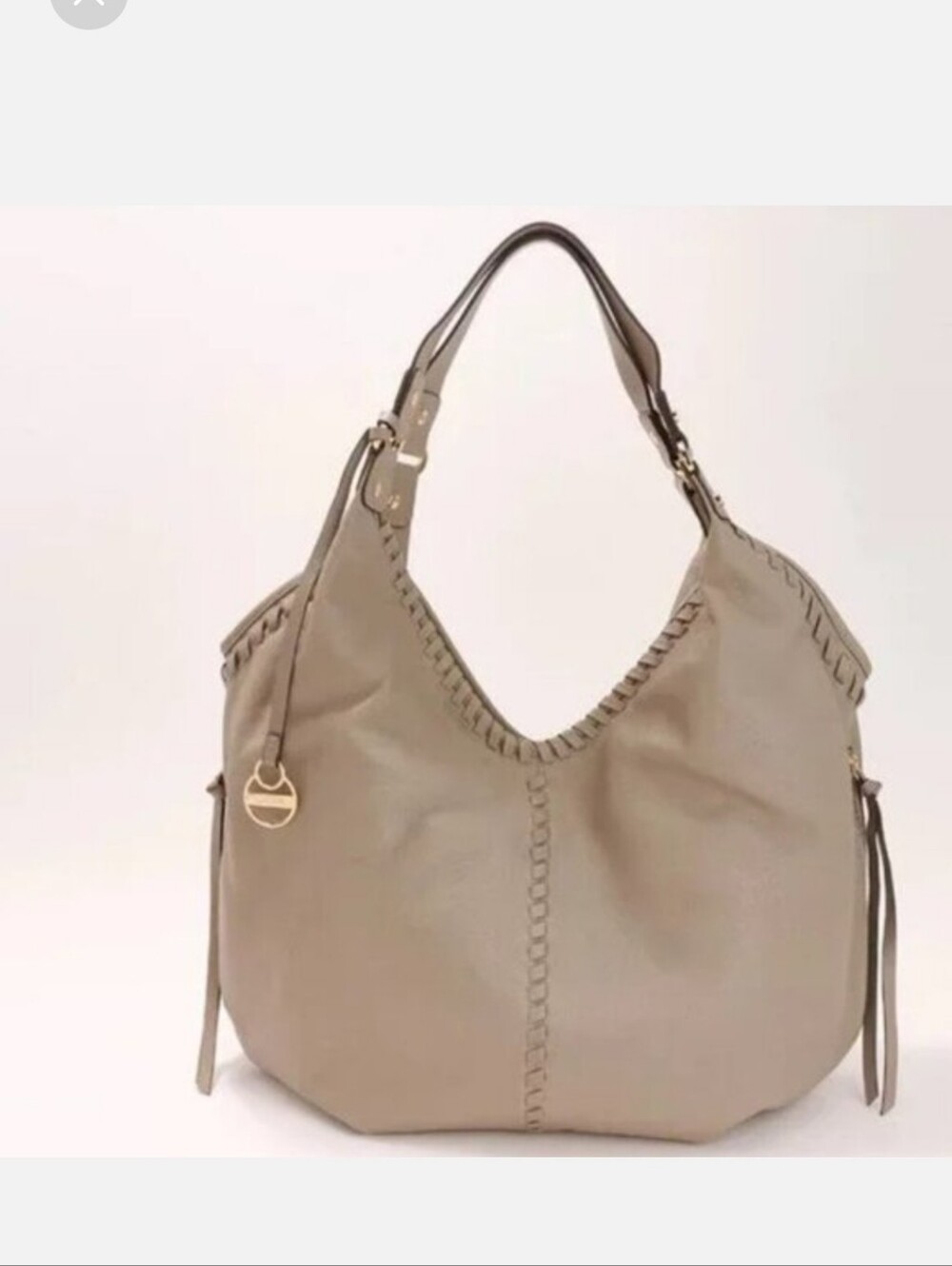 Lodis Lacey Soft Mocha Leather Shoulder Hobo with Whipstitch Trim